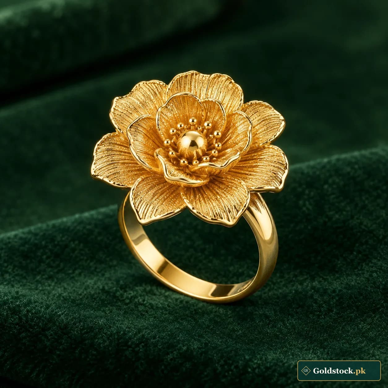 Zarmin Floral Gold Ring showcase product photograph