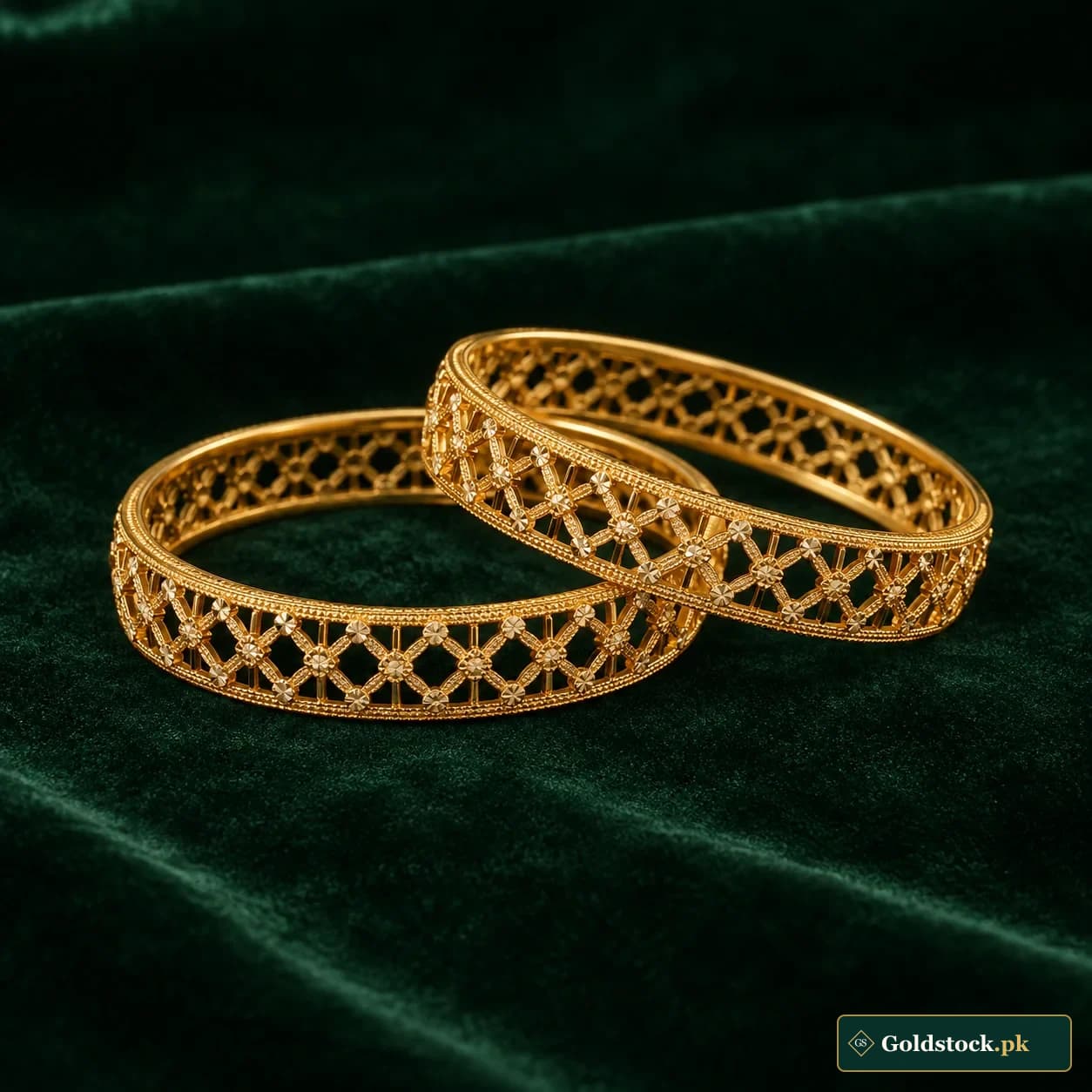 Sahar Lattice Gold Bangles showcase product photograph