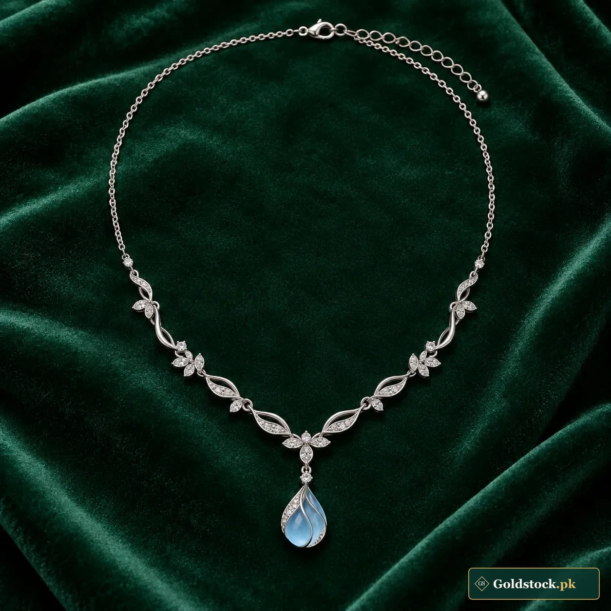 Aasma Blue-Accent Silver Necklace product photograph