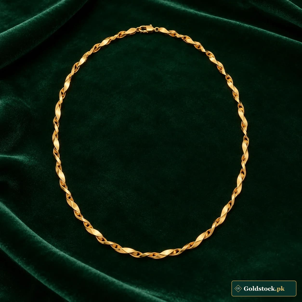 Shayan Singapore Chain: an unadorned gold-tone neck chain with delicate twisting flattened links