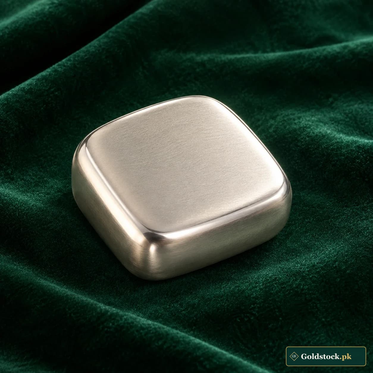 Cushion Silver Bullion Form: a cushion-shaped silver-tone bullion form with plump rounded corners and a satin top