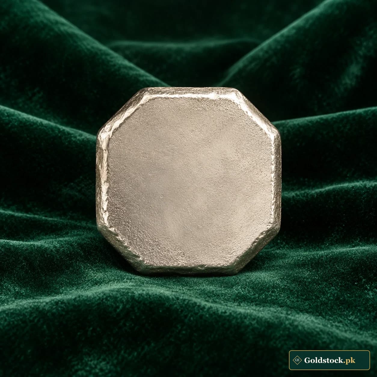 Silver Octagonal Cast Piece: a silver-tone octagonal bullion form with softly irregular cast edges and a plain blank face