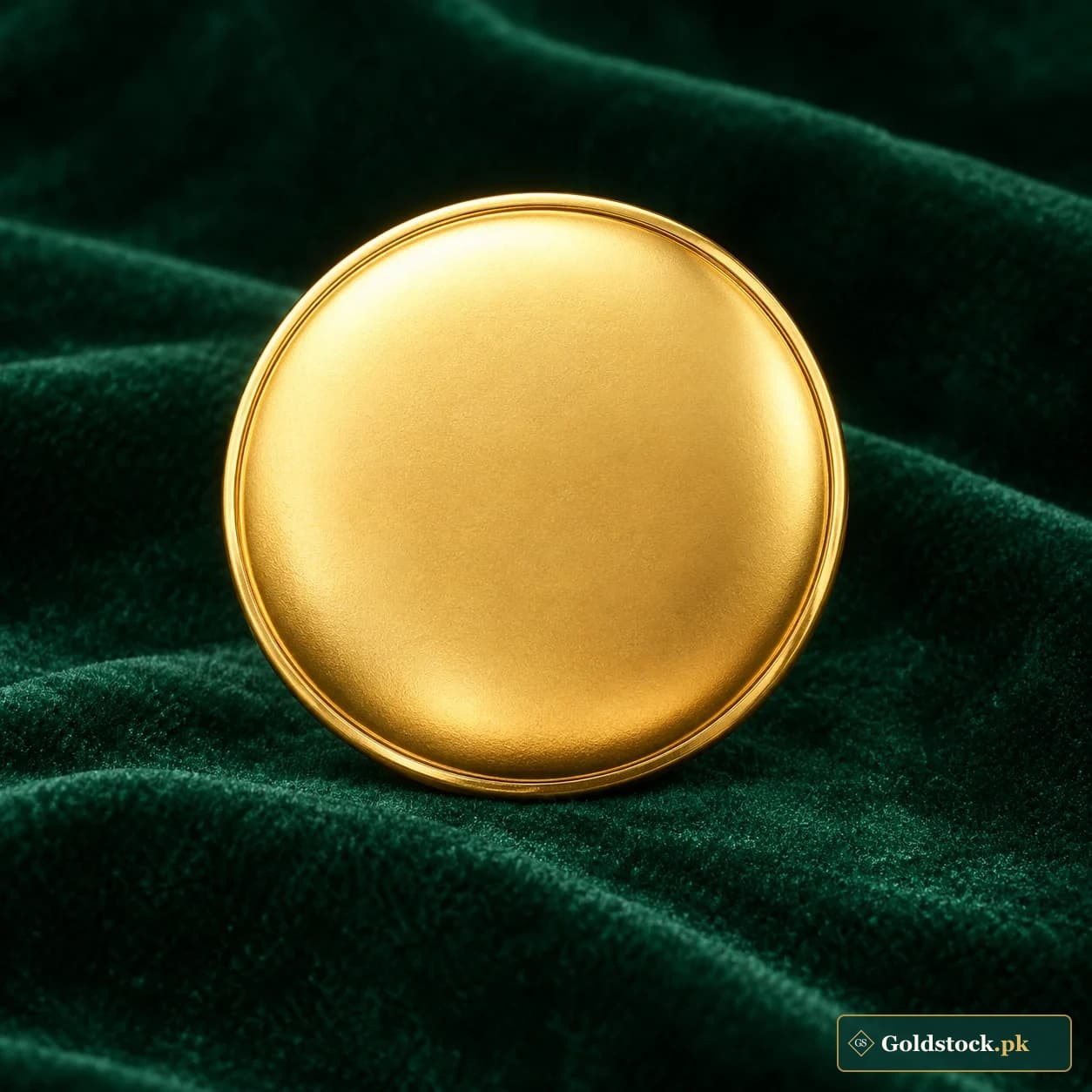 Dome Gold Bullion Round: a round gold-tone bullion form with a gently domed blank face and narrow rim