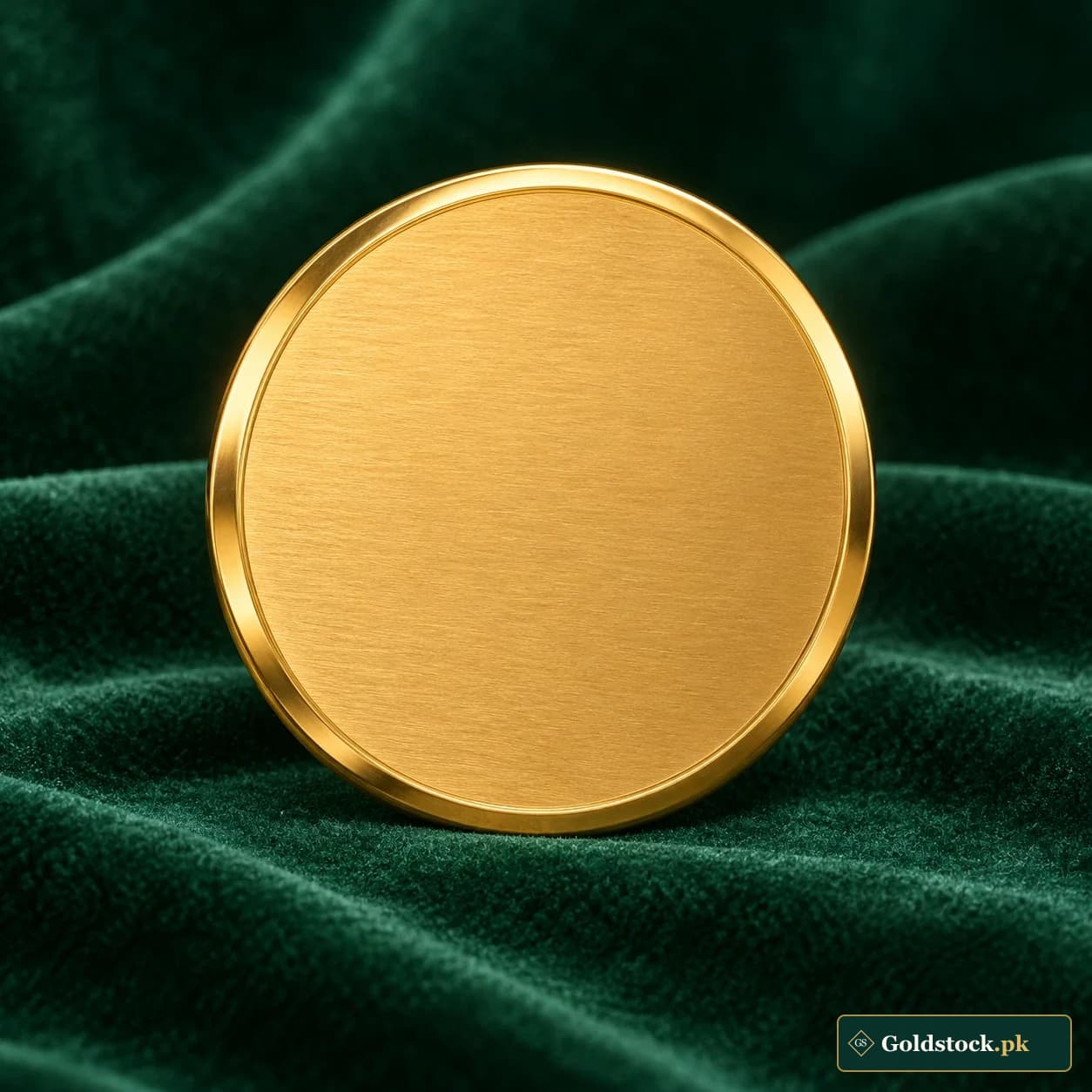 Gold Brushed Disc: a gold-tone circular bullion form with a flat brushed blank face and softly bevelled rim