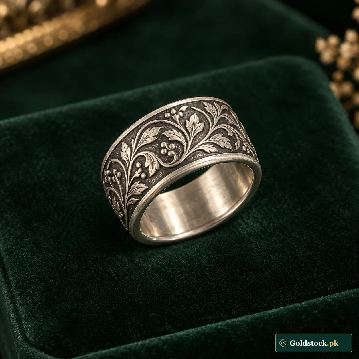 Naghma Engraved Silver Ring showcase product photograph