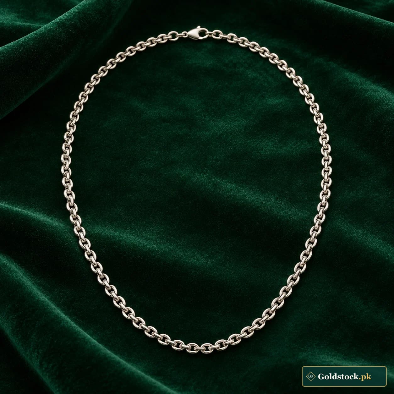 Aadil Double-Link Chain: an unadorned silver-tone neck chain with paired small rounded links