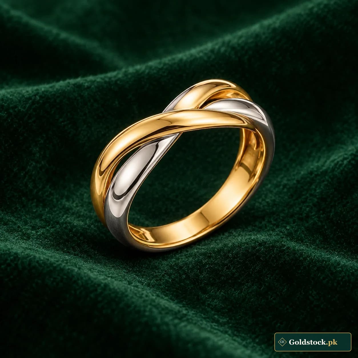 Falak Two-Tone Twist Ring product photograph