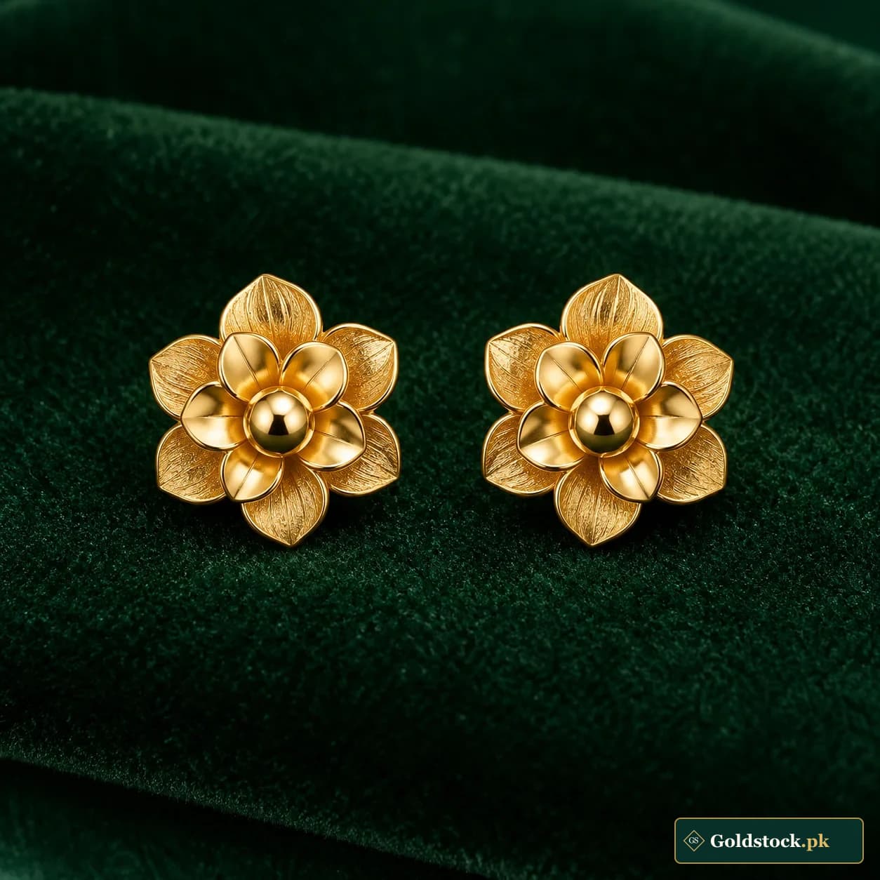 Gul Gold Stud Earrings showcase product photograph