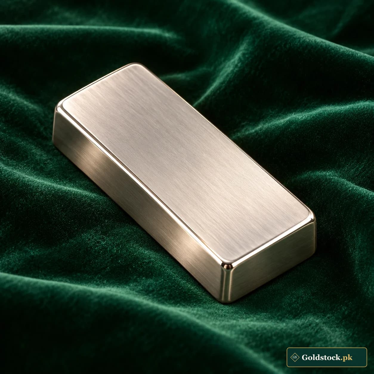 Silver Brushed Rectangle Bar: a silver-tone rectangular bullion bar with broad brushed blank faces and narrow polished edges