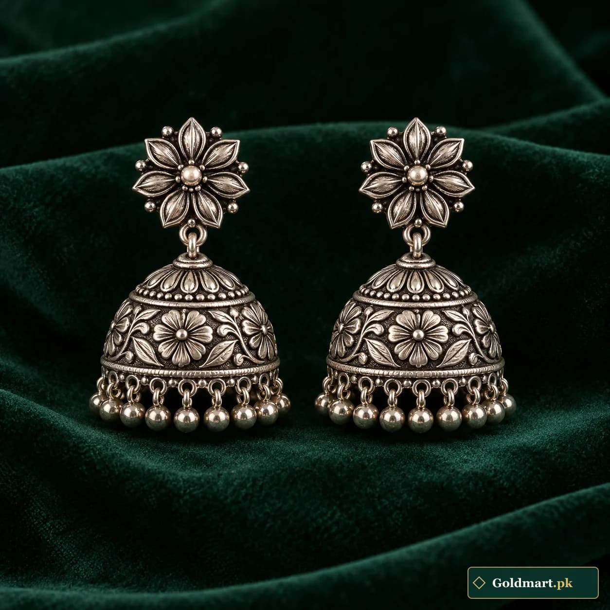 Nargis Silver Jhumka Earrings product photograph