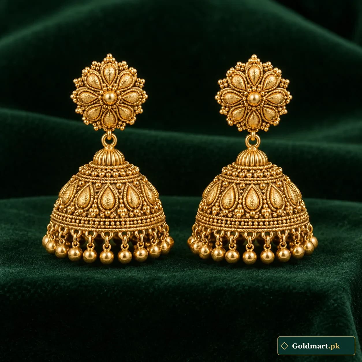 Jhumar Gold Jhumka Earrings showcase product photograph