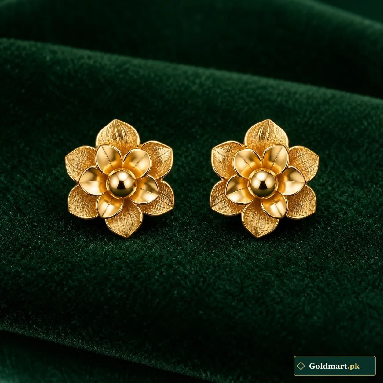 Gul Gold Stud Earrings showcase product photograph