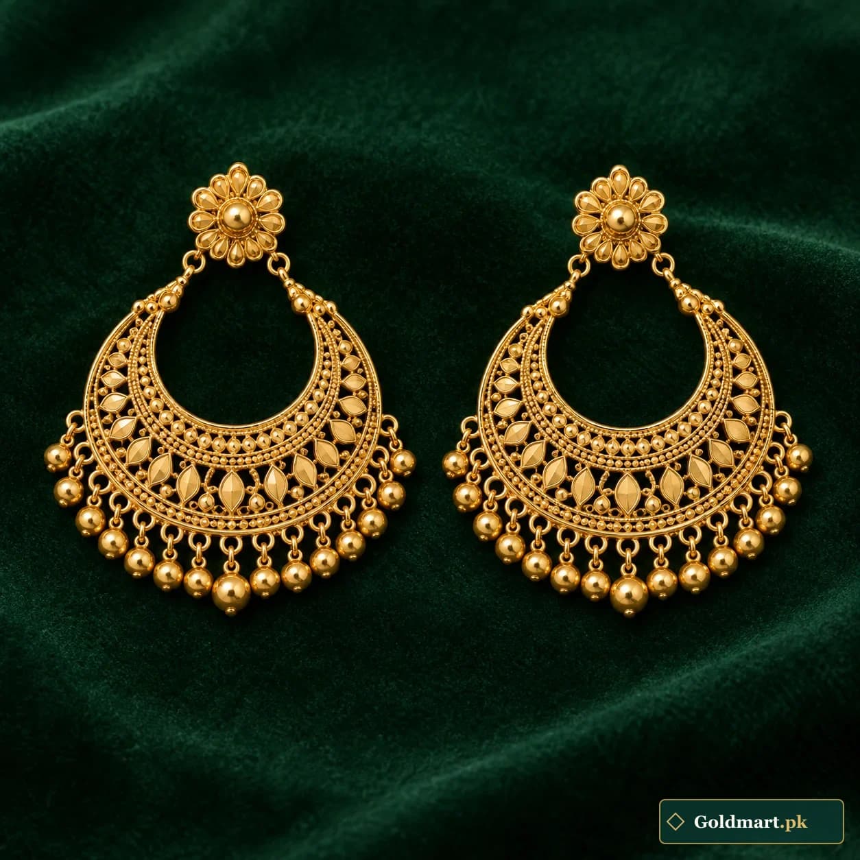 Chandbali Gold Earrings showcase product photograph