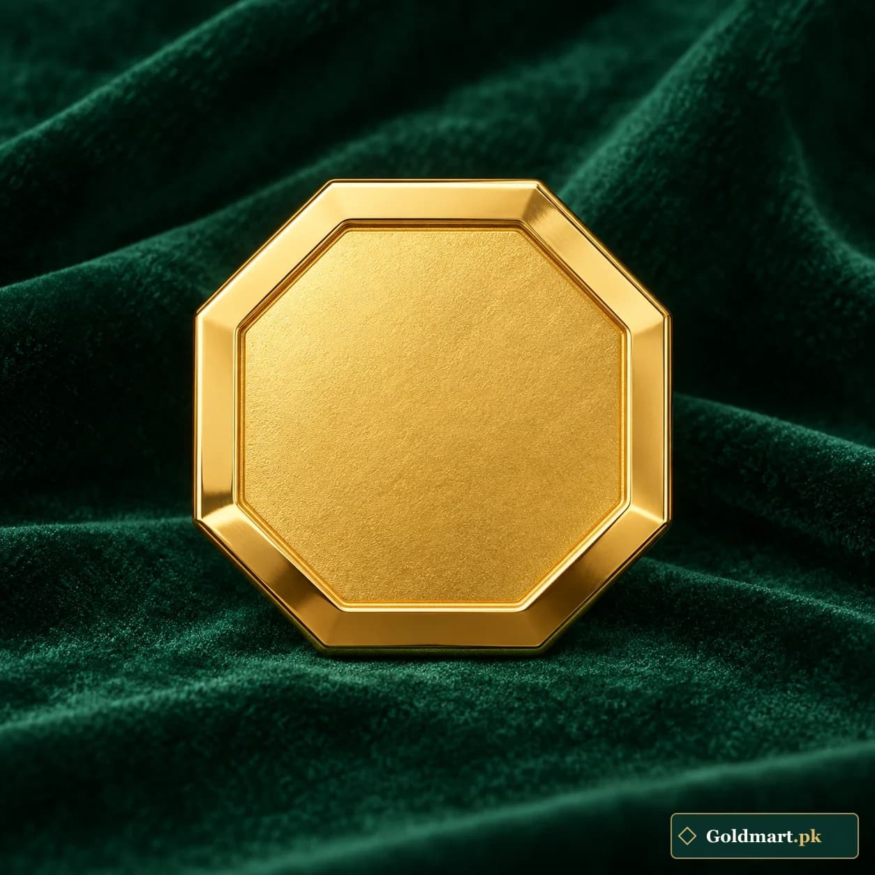 Octagon Gold Bullion Form: an octagonal gold-tone bullion form with a recessed blank centre and polished border