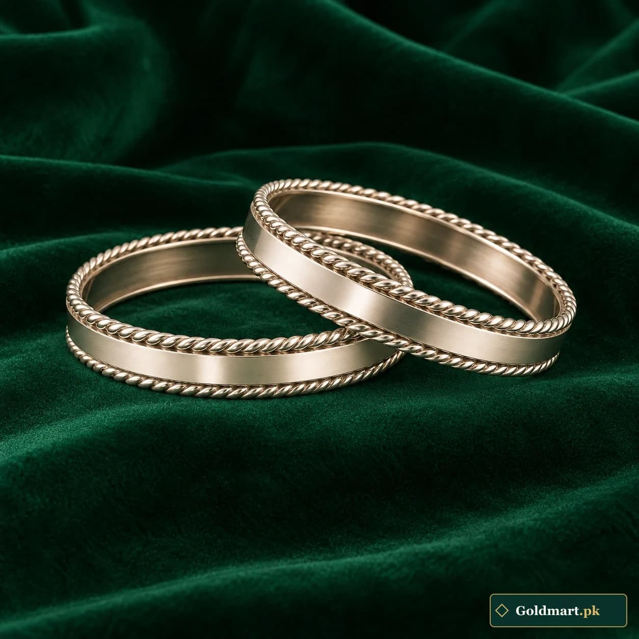 Aiza Rope-Edge Bangles: a pair of silver-tone bangles with plain central bands and twisted rope-like borders