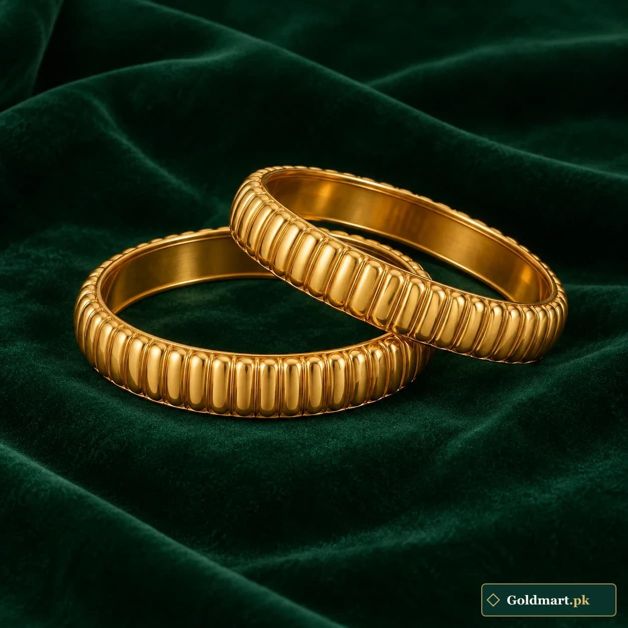 Hania Fluted Bangles: a pair of gold-tone bangles with evenly spaced rounded vertical flutes