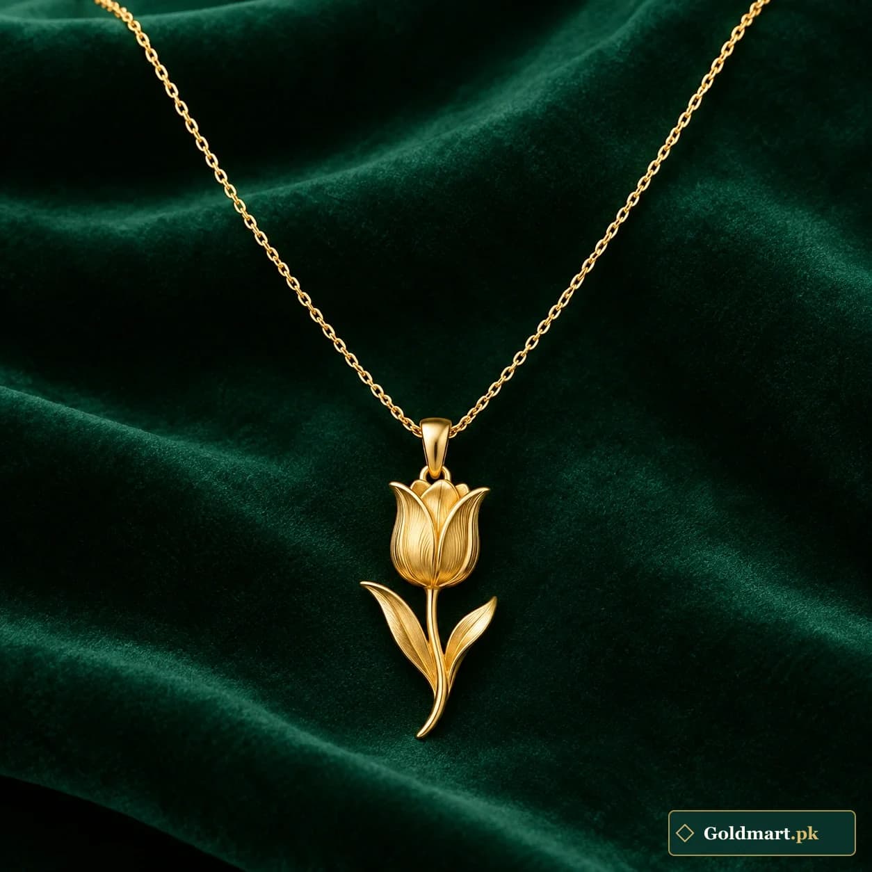 Laleh Tulip Pendant Necklace: a fine gold-tone necklace with a single sculpted tulip-shaped pendant