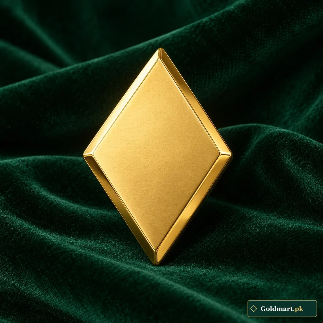Gold Diamond Bullion Form: a gold-tone rhombus-shaped bullion form with crisp bevels and a satin blank face