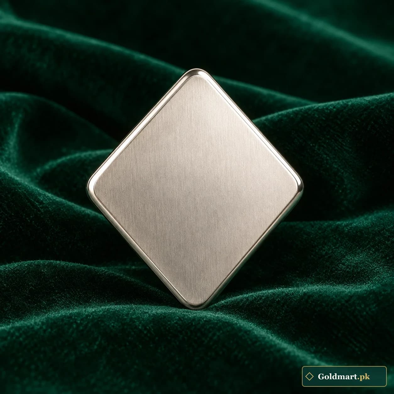 Silver Rhombus Bullion Form: a silver-tone diamond-shaped bullion form with gently rounded points and a brushed blank face